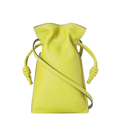 LOEWE/羅意威 Flamenco Pocket系列 女士檸檬黃色納帕小牛皮單肩斜挎手機包0010642734