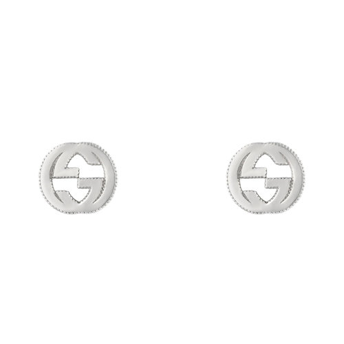 GUCCI/古馳 經(jīng)典925純銀紋理輪廓雙G耳釘479227J84008106