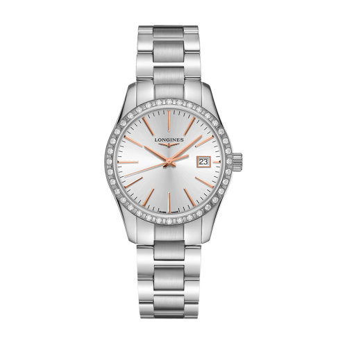 LONGINES/浪琴  康鉑系列精鋼石英機芯女士鑲鉆腕表34毫米L2.386.0.72.6