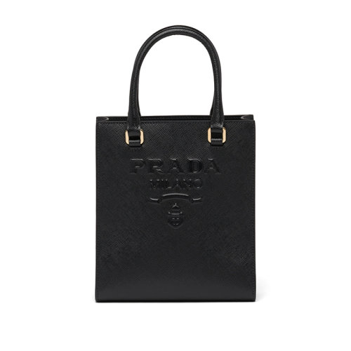 PRADA/普拉達 22新款 女士小號黑色saffiano皮革琺瑯徽標拆卸織物肩帶單肩手提斜挎包1BA333_NZV_F0002_V_N2A