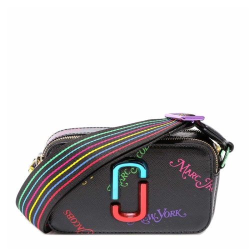 Marc Jacobs/馬克雅各布斯   女士黑色皮革字母涂鴉印花MJ相機包單肩包斜挎包