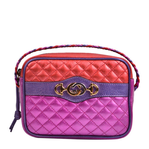 GUCCI/古馳女士牛皮革壓痕編織袋小方包單肩斜挎包17*12.5*4.5cm5498800U1ST6486