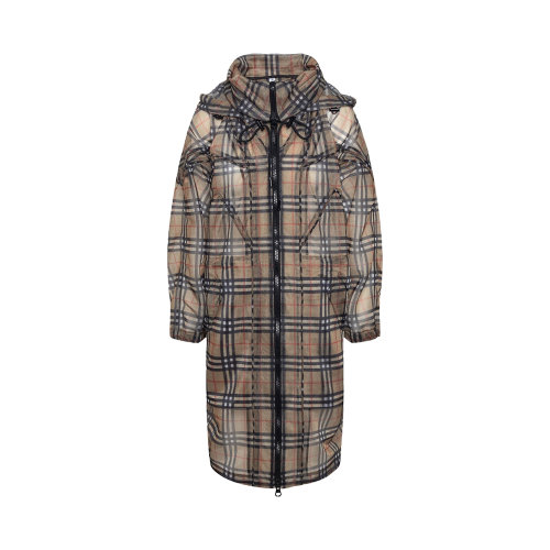 BURBERRY/博柏利 女士復(fù)古格紋滌綸連帽大衣 8042866