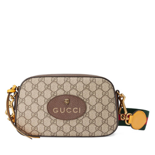 【速發 包郵包稅】GUCCI/古馳 新款GGSupreme女士米色帆布虎頭單肩斜跨相機包 ?