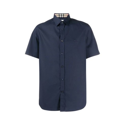  BURBERRY/博柏利 男士深藍色棉質短袖襯衫 8025765 PLFSX