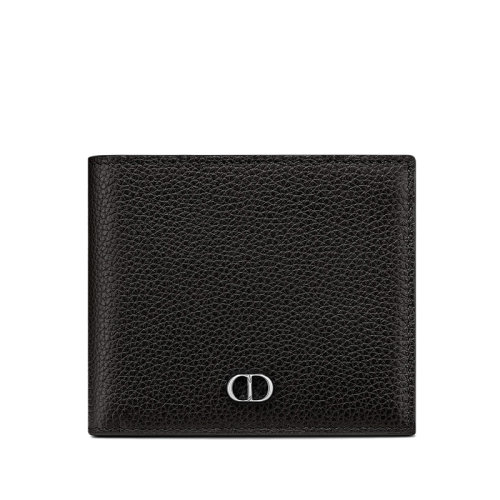 DIOR/迪奧  男士黑色粒面小牛皮銀色CD標志雙折短款錢包2ESBC027CDI_H00N