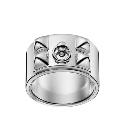 HERMES/愛馬仕 經典款Collier de Chien系列 925純銀項圈型戒指指環H106513B