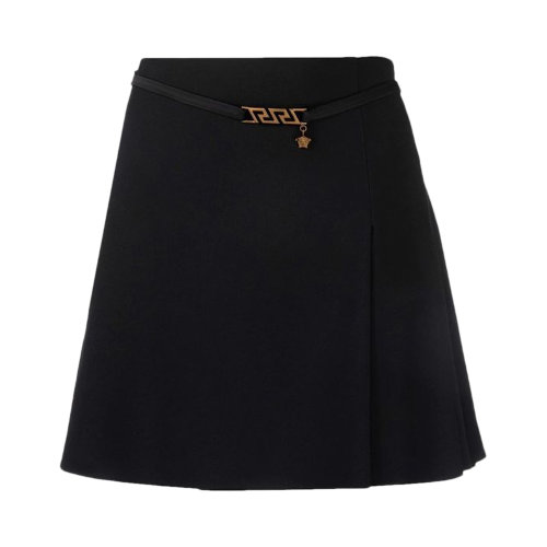 VERSACE/范思哲 女士黑色真絲混紡A字迷你半裙 10033231-A005401-B000