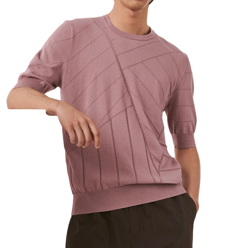 HERMES/愛馬仕 22年早春新款 男士灰玫瑰色純棉圓領T恤H257390HA0KLA