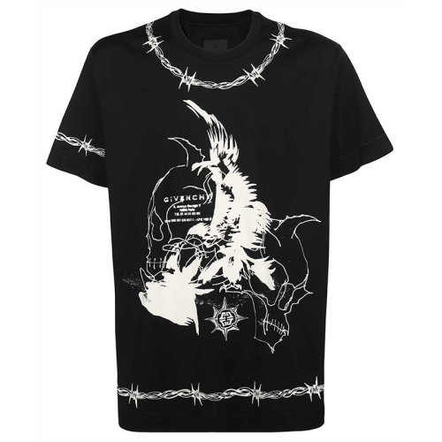 Givenchy/紀梵希 男裝 男士 黑色棉質時尚圓領短袖T恤 BM71663Y6B-001