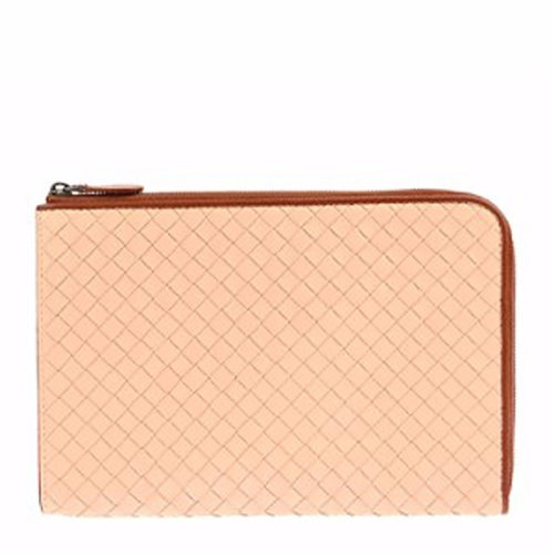 Bottega Veneta/葆蝶家 女士裸粉色牛皮經典編織拉鏈開合錢夾錢包卡包手包手拿包女包 367725-VAA0B-8576