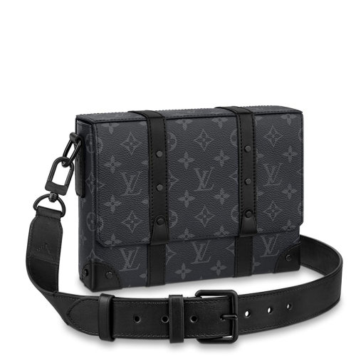 Louis Vuitton/路易威登 22春夏新款TRUNK系列 男士經典老花帆布牛皮飾邊黑扣配可拆卸肩帶單肩斜挎方形郵差包M45727