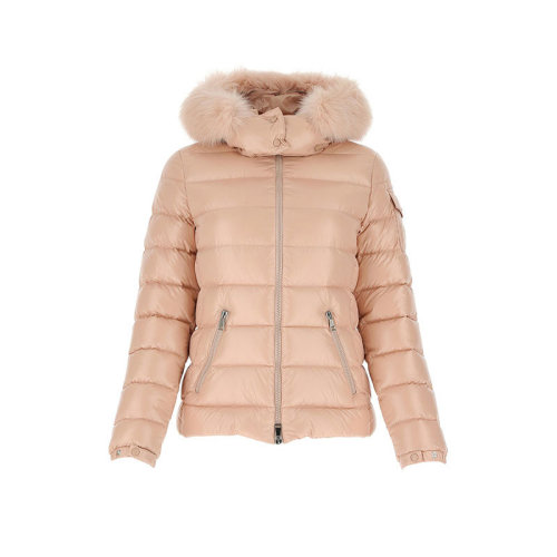 Moncler/蒙克萊 蒙口女裝 女士品牌徽標粉色尼龍時尚百搭秋冬拉鏈連帽羽絨服 1A54002C0064512
