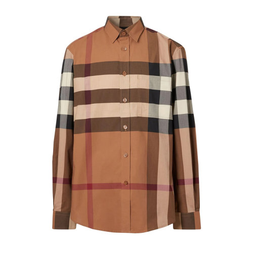 BURBERRY/博柏利 男士 服裝  大格紋彈力棉府綢襯衫 男士長(zhǎng)袖襯衫