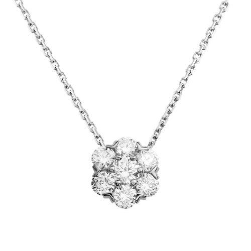 Van Cleef & Arpels/梵克雅寶 經典Fleurette系列 18k金白金鑲嵌鉆石花朵大號吊墜VCARA48600
