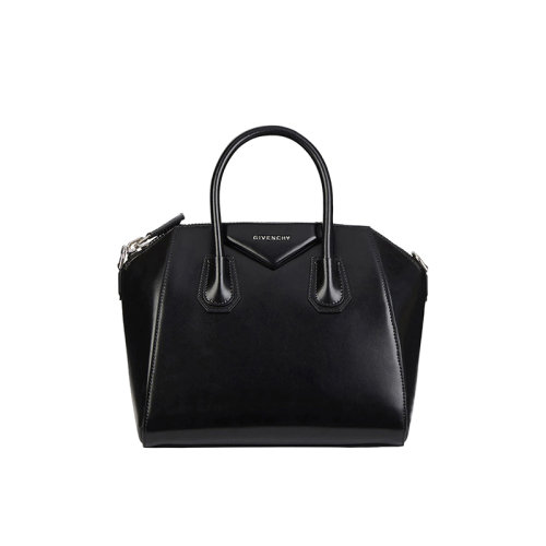 Givenchy/紀(jì)梵希 22新款 Antigona系列 女士黑色光滑皮革大號(hào)拉鏈開合字母三角形貼片調(diào)節(jié)拆卸肩帶單肩斜挎手提梯形包BB05114014-001