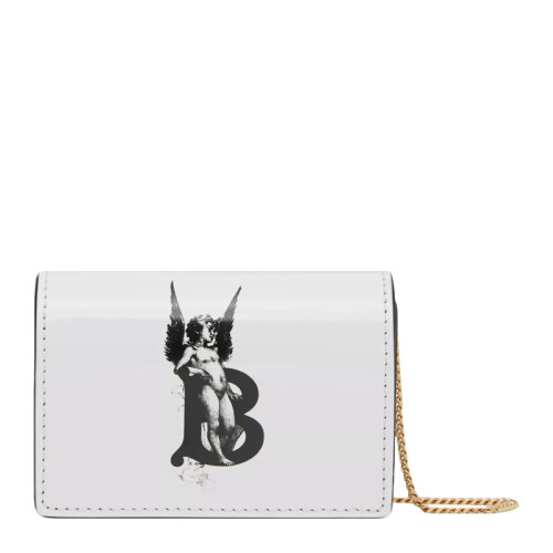 BURBERRY/博柏利 女士白色小牛皮天使印花卡片夾單肩包斜挎包鏈條包女包 8024738