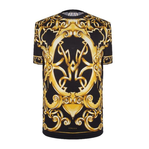 VERSACE JEANS/范思哲牛仔 男士拼色棉質(zhì)經(jīng)典印花裝飾圓領(lǐng)短袖上衣T恤 A68988-A218544-A732