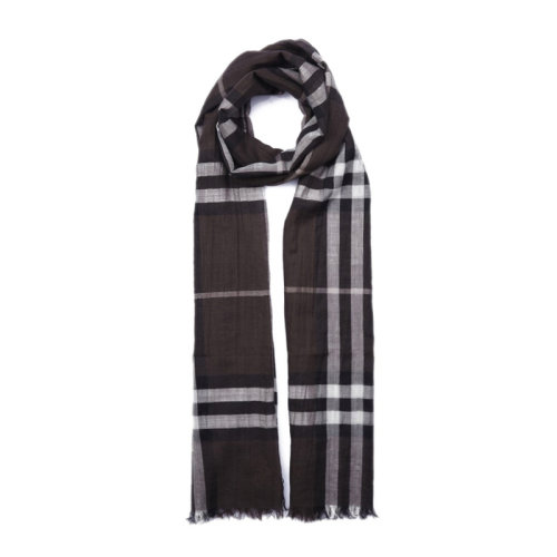 BURBERRY/博柏利 中性款褐灰色經典格紋羊毛圍巾圍脖 3902535