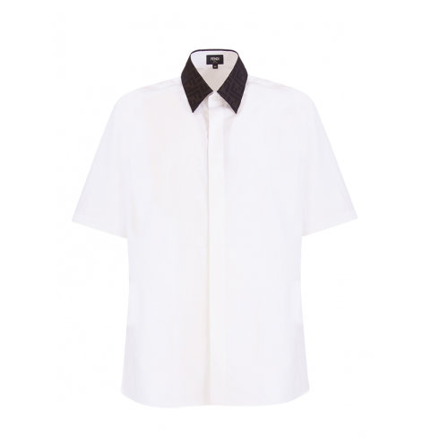 FENDI/芬迪 男裝 經(jīng)典雙F 男士棉質(zhì)時尚方領(lǐng)春夏短袖襯衫 FS0795AF03F0QA0 ZWJ0012CD