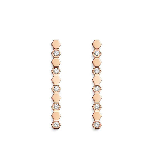Chaumet/尚美  BEE MY LOVE系列 女士18k金玫瑰金幾何圖案半鑲切割鉆石耳環083993