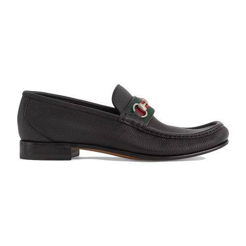 GUCCI/古馳 22年秋冬新款 男士黑色皮革銀色馬銜扣樂福鞋6738191WQ101067