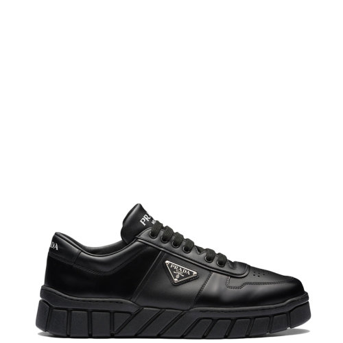 PRADA/普拉達(dá) 22年秋冬新款 男士黑色皮革低幫運(yùn)動(dòng)鞋2EE378_3LJ6_F0002