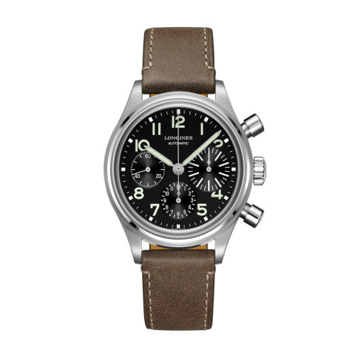 LONGINES/浪琴 經典復刻系列 大眼飛航自動機械表棕色皮質表帶男表41毫米L2.816.4.53.2