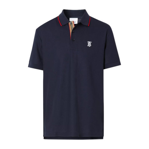 BURBERRY/博柏利 標志性條紋開襟珠地網眼布男士短POLO棉質 80170071