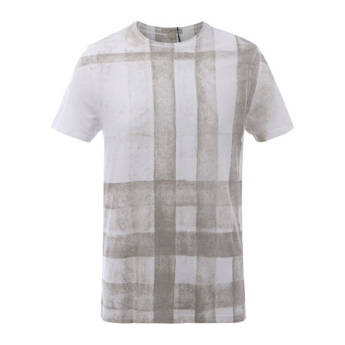 BURBERRY/博柏利男裝 服飾 時(shí)尚休閑 白色 棉質(zhì)圓領(lǐng)格紋半袖 男士短袖T恤 3904598