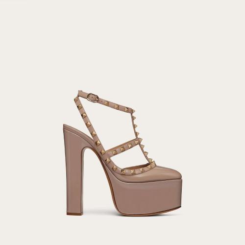  VALENTINO華倫天奴 22年秋冬 女士 高跟涼鞋 ESCARPINS a PLATEAU ROCKSTUD EN CUIR VERNI， TA