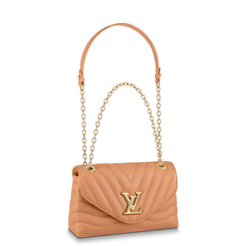 Louis Vuitton/路易威登 22春夏新款NEW WAVE系列 女士亞利桑那米色絎縫光滑牛皮革復(fù)古金扣金鏈單肩斜跨手提鏈條包M59349