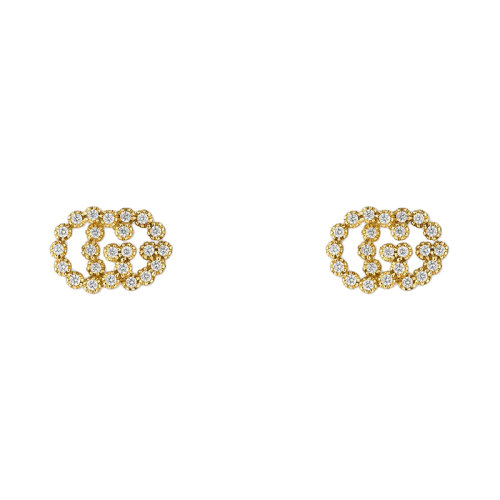 GUCCI/古馳 經(jīng)典款雙G鑲鉆18K金黃金耳釘 481676J85408000