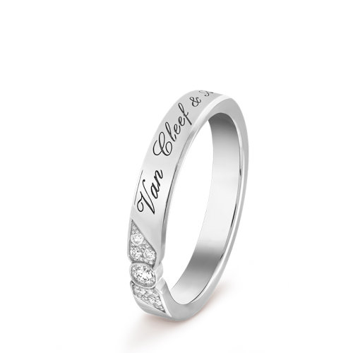 Van Cleef & Arpels/梵克雅寶 經典Alliance Toujours 系列 鉑金鑲嵌7顆鉆石蝴蝶細節Signature戒指婚戒指環VCARP5YV00