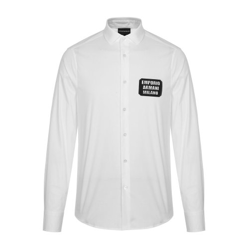 Emporio Armani/安普里奧阿瑪尼 白色 男士品牌字母標識長袖襯衫 3H1CN4-1NHUZ-F130