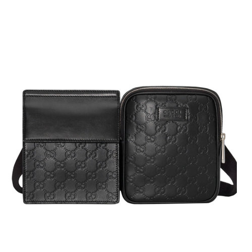 GUCCI/古馳 男包 經典雙G 男士黑色牛皮腰包 495450DMTBN1000