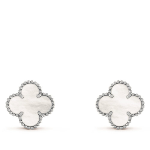 Van Cleef & Arpels/梵克雅寶 經典款Vintage Alhambra 女士四葉草白色珍珠母貝耳環(huán) VCARF48600