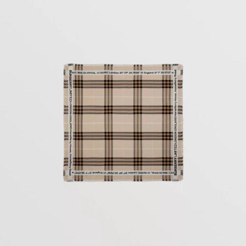  BURBERRY 22年秋冬 女士 坐標印花格紋絲毛混紡圍巾 80594341