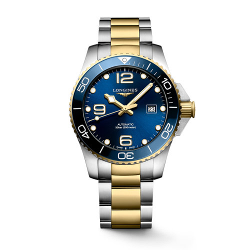 LONGINES/浪琴 22年秋冬新款 康卡斯?jié)撍盗?男士藍(lán)色太陽飾紋表盤自動機(jī)械機(jī)芯精鋼/陶瓷表殼精鋼表帶腕表43毫米L3.782.3.96.7