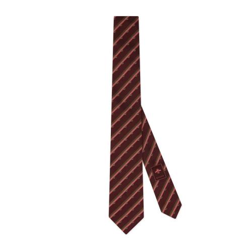  GUCCI古馳 22年秋冬 男士 互扣式雙G真絲提花領帶 721226 4E002 6365