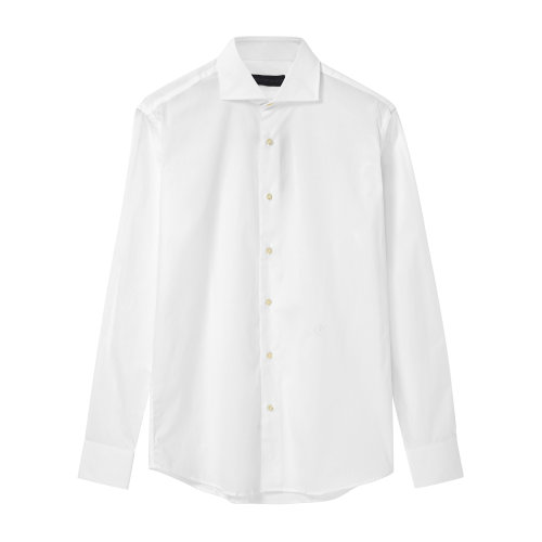 Trussardi/楚莎迪 白色純棉翻領男士長袖襯衫 長襯 內搭 正裝 上裝