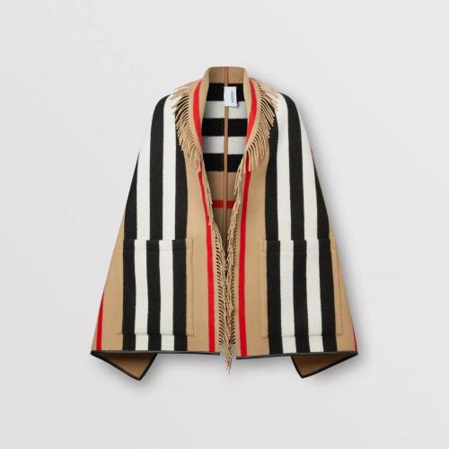  BURBERRY 22年秋冬 女士 標志性條紋羊毛混紡提花披肩 80194151 預定商品1-3周發貨