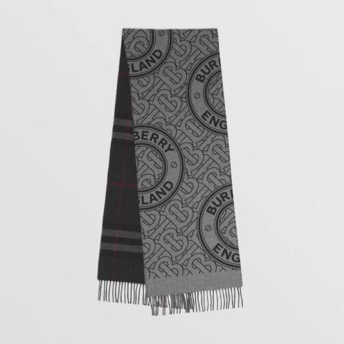  BURBERRY 22年秋冬 女士 雙面兩用格紋拼專屬標識羊絨圍巾 80452411 預定商品1-3周發貨