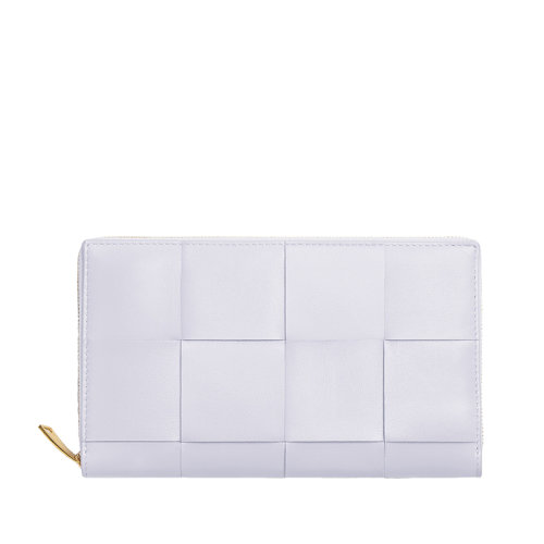 Bottega Veneta/葆蝶家 22春夏新款 女士水洗歡樂紫色Intreccio編織皮革拉鏈錢包651368VCQC15308