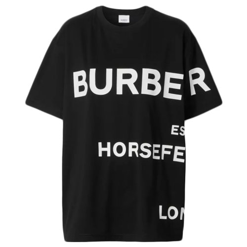 BURBERRY/博柏利 男士黑白色Horseferry 印花棉質寬松 T 恤衫80406941