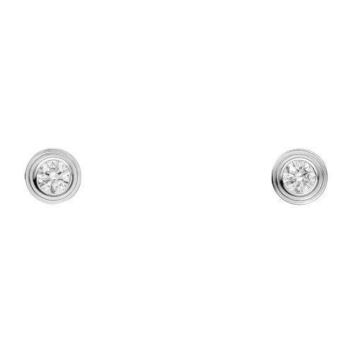 CARTIER/卡地亞 Diamants Légers系列 簡約優雅超小號18k金白金鑲鉆耳釘 B8301213