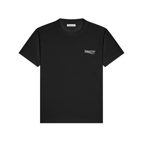 Balenciaga/巴黎世家 22年早春新款 POLITICAL CAMPAIGN系列 女士黑色純棉修身短袖T恤612964TIV521070