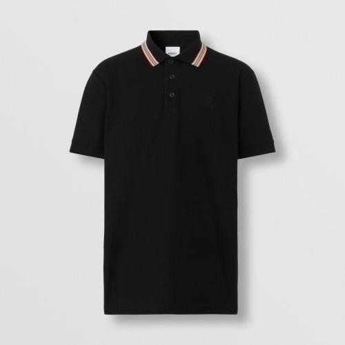  BURBERRY 22年秋冬 男士 標志性條紋衣領珠地網眼布棉質 Polo 衫 80537731