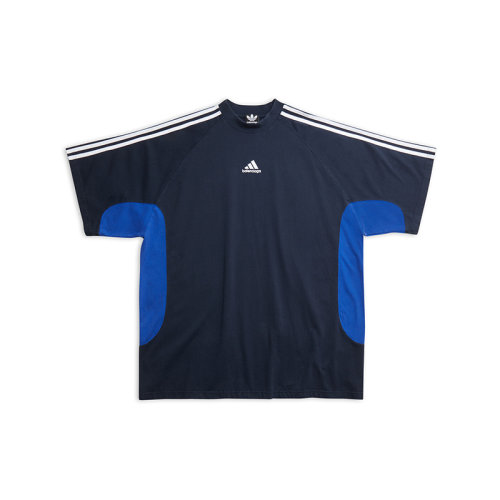 Balenciaga/巴黎世家 22年秋冬新款 ADIDAS聯名系列 男女同款藏藍色純棉寬大短袖T恤724554TNVA64230
