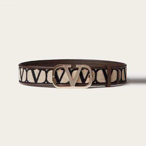  VALENTINO華倫天奴 22年秋冬 女士 腰帶 TOILE ICONOGRAPHE BELT H.40 MM 2W2T0SD5WMC6ZN
